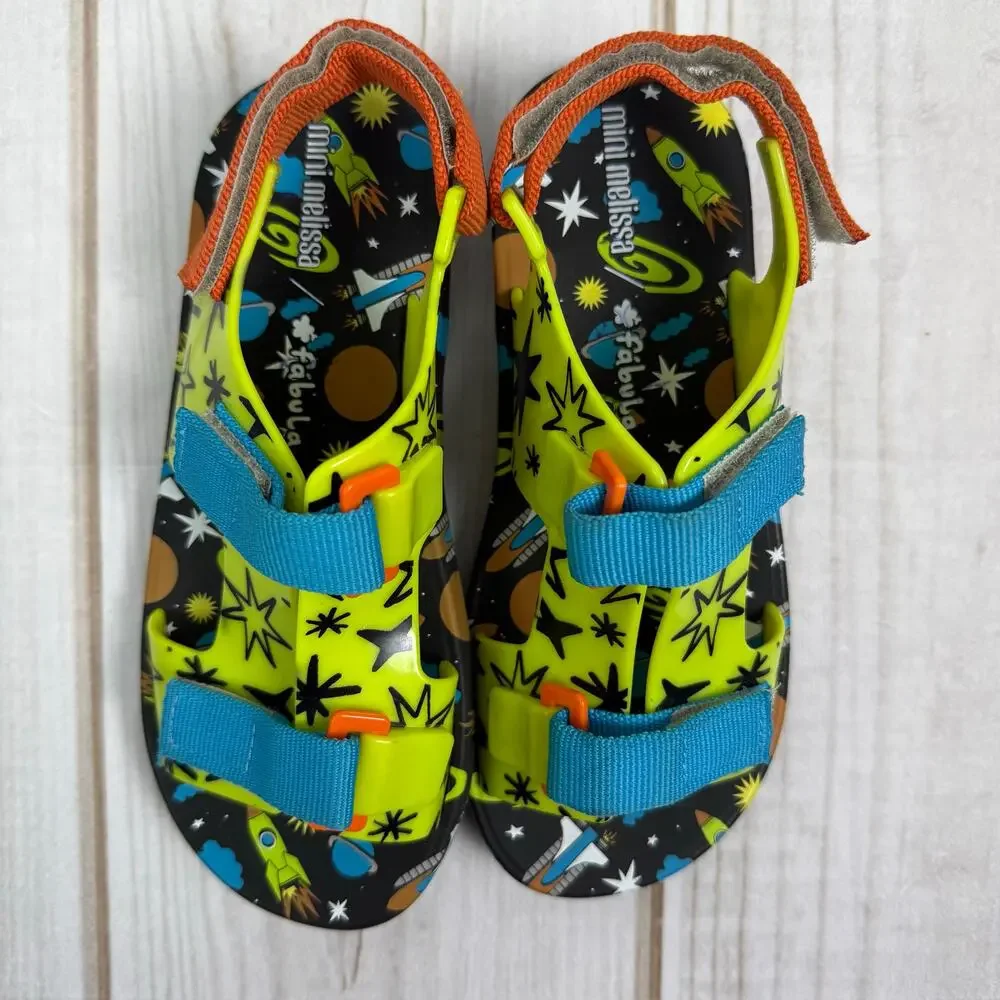 Mini‎ Melissa Fabula Ping Pong Space Sandals Kids Size 4Y